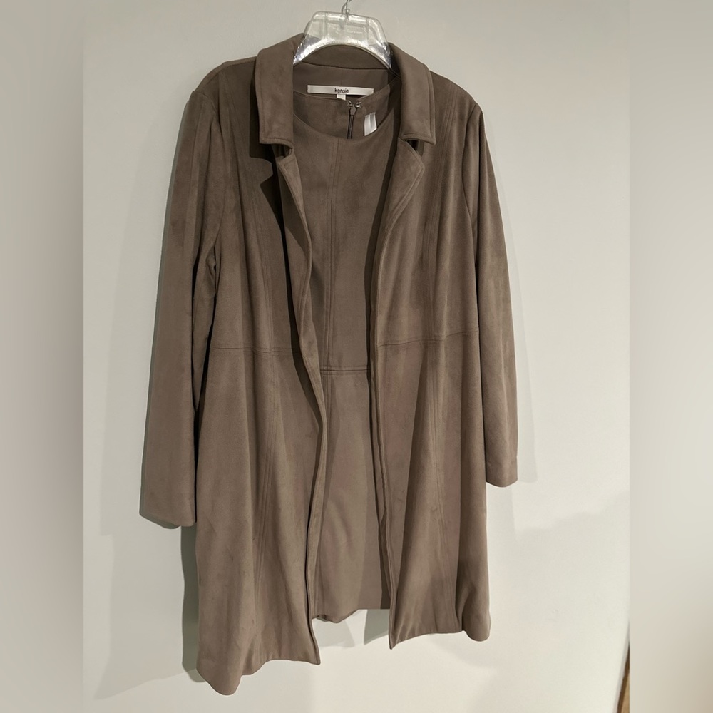 Kensie Tan Suede Dress / Jacket Matching Set - L/XL - NEVER WORN